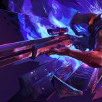 Omen de Valorant, tenant un fusil de sniper et entouré d'une aura bleue